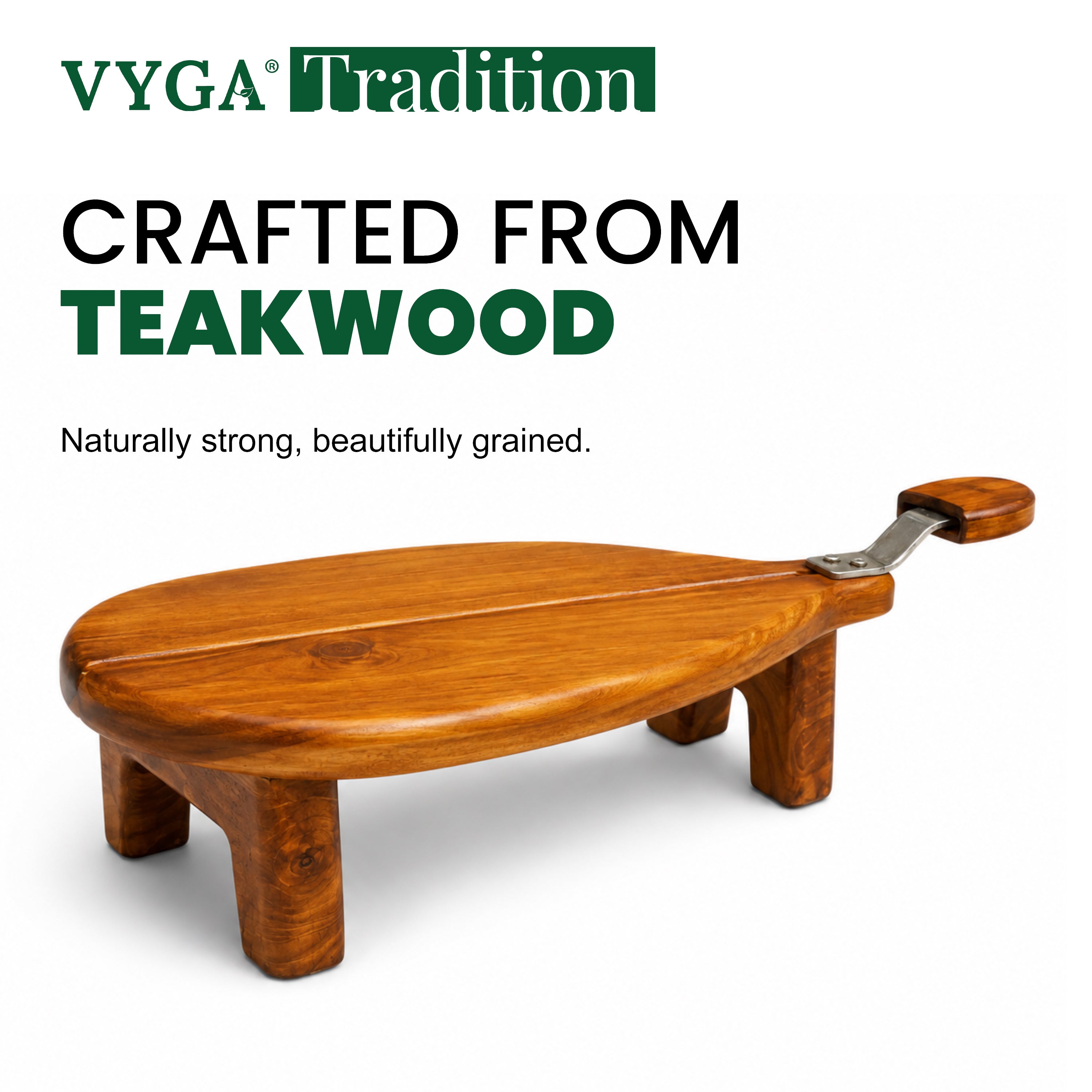 Tradition Sit-On  Teakwood Coconut Scraper