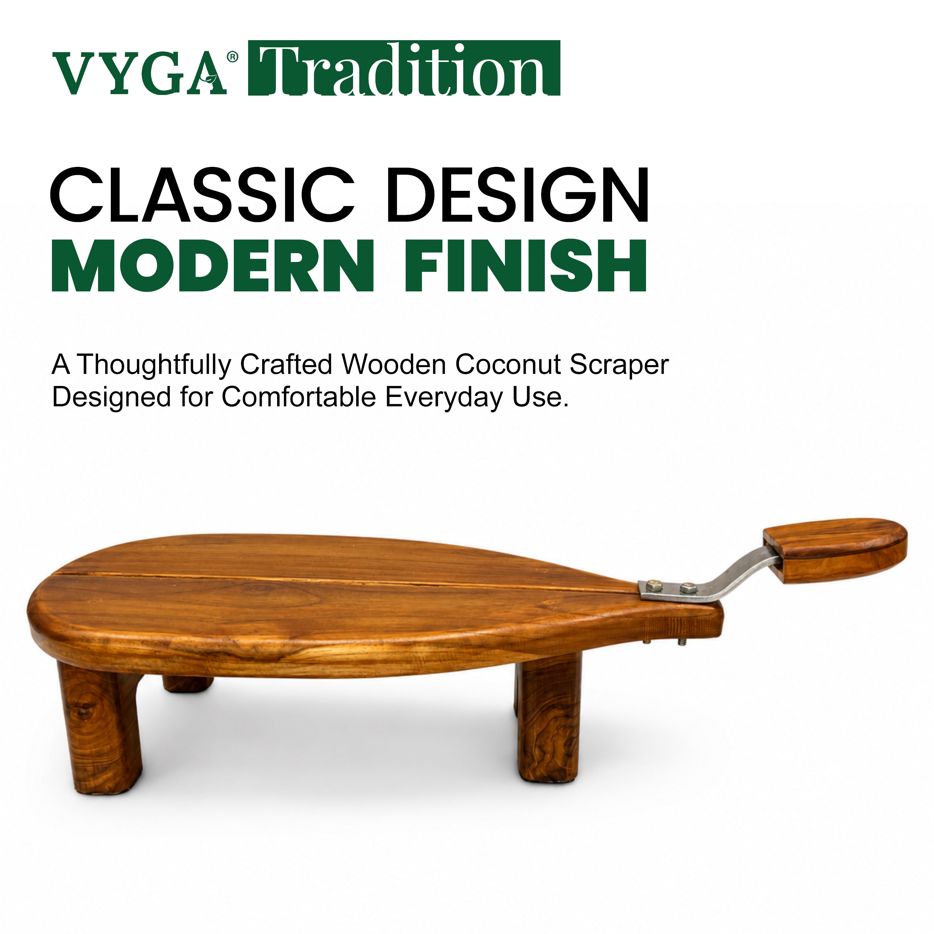 Tradition Sit-On  Teakwood Coconut Scraper