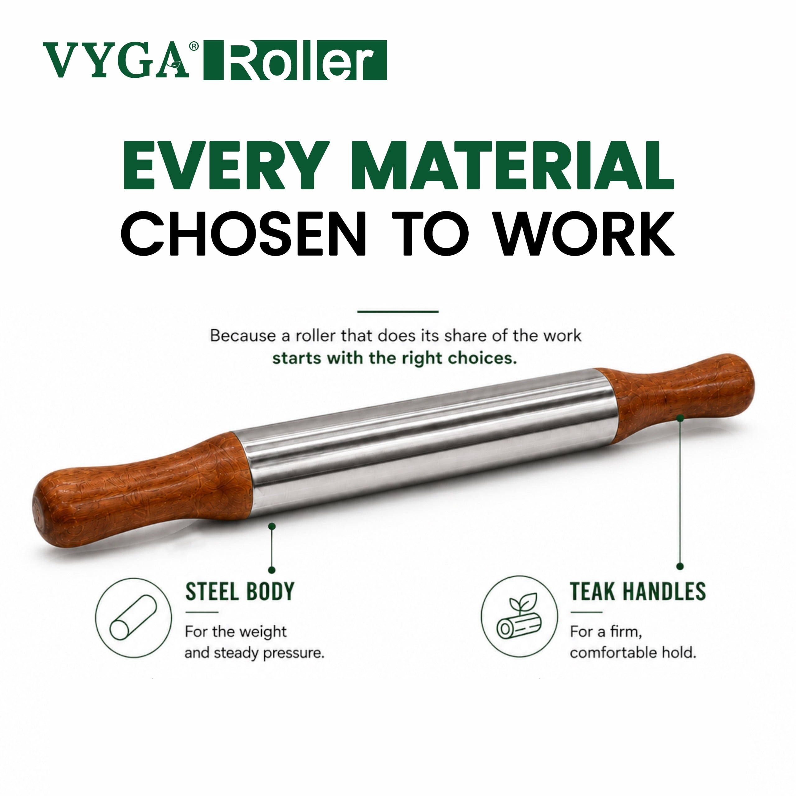 Roller-Belan | SS Body with Teakwood Handle