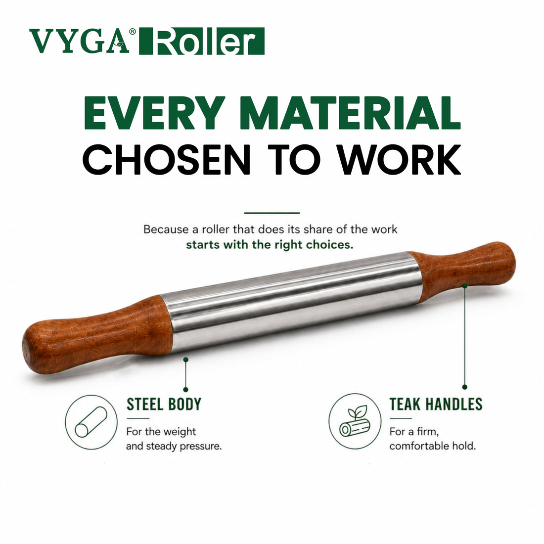 Roller-Belan | SS Body with Teakwood Handle