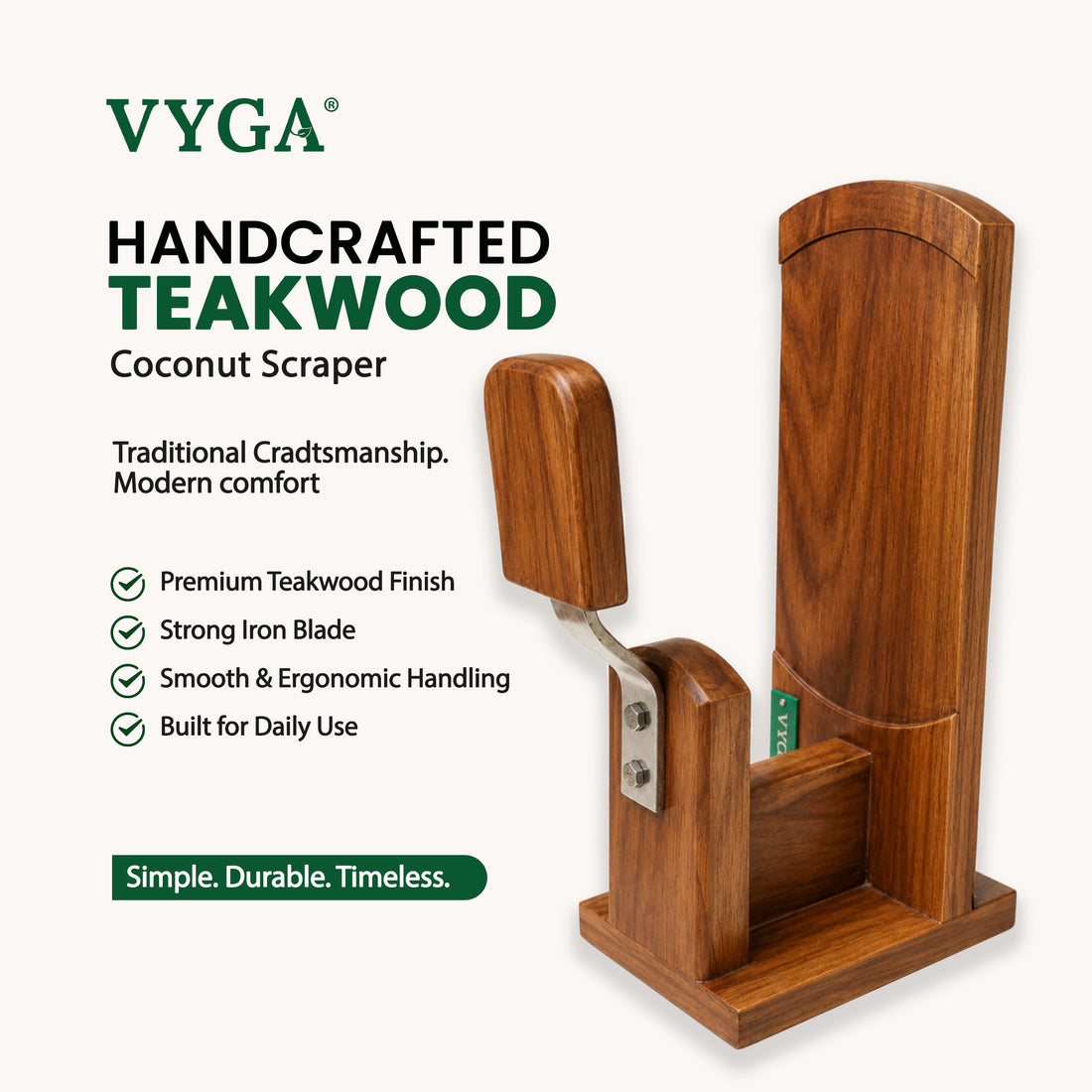 Bold Teakwood Coconut Scraper