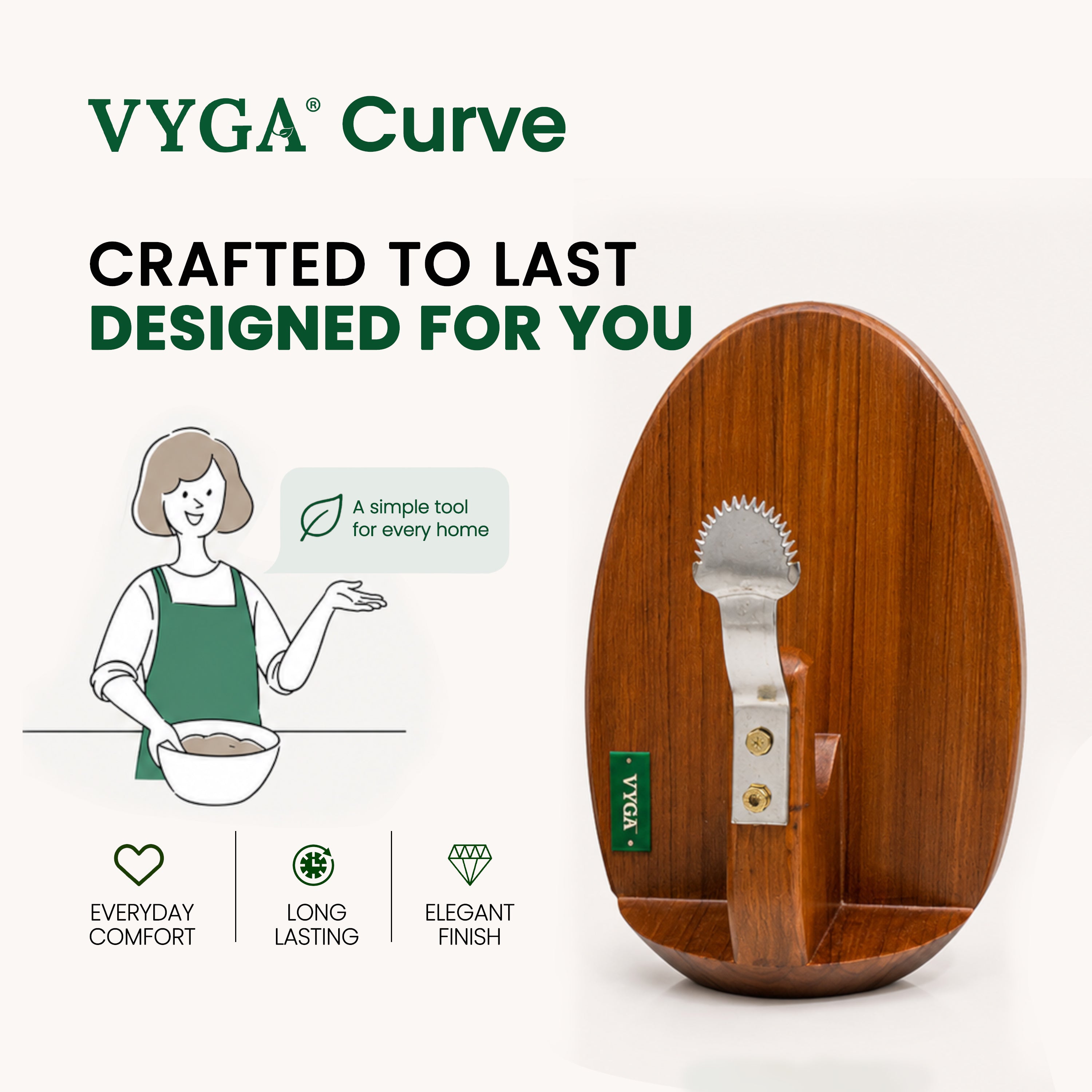 Curve Teakwood Coconut Scraper