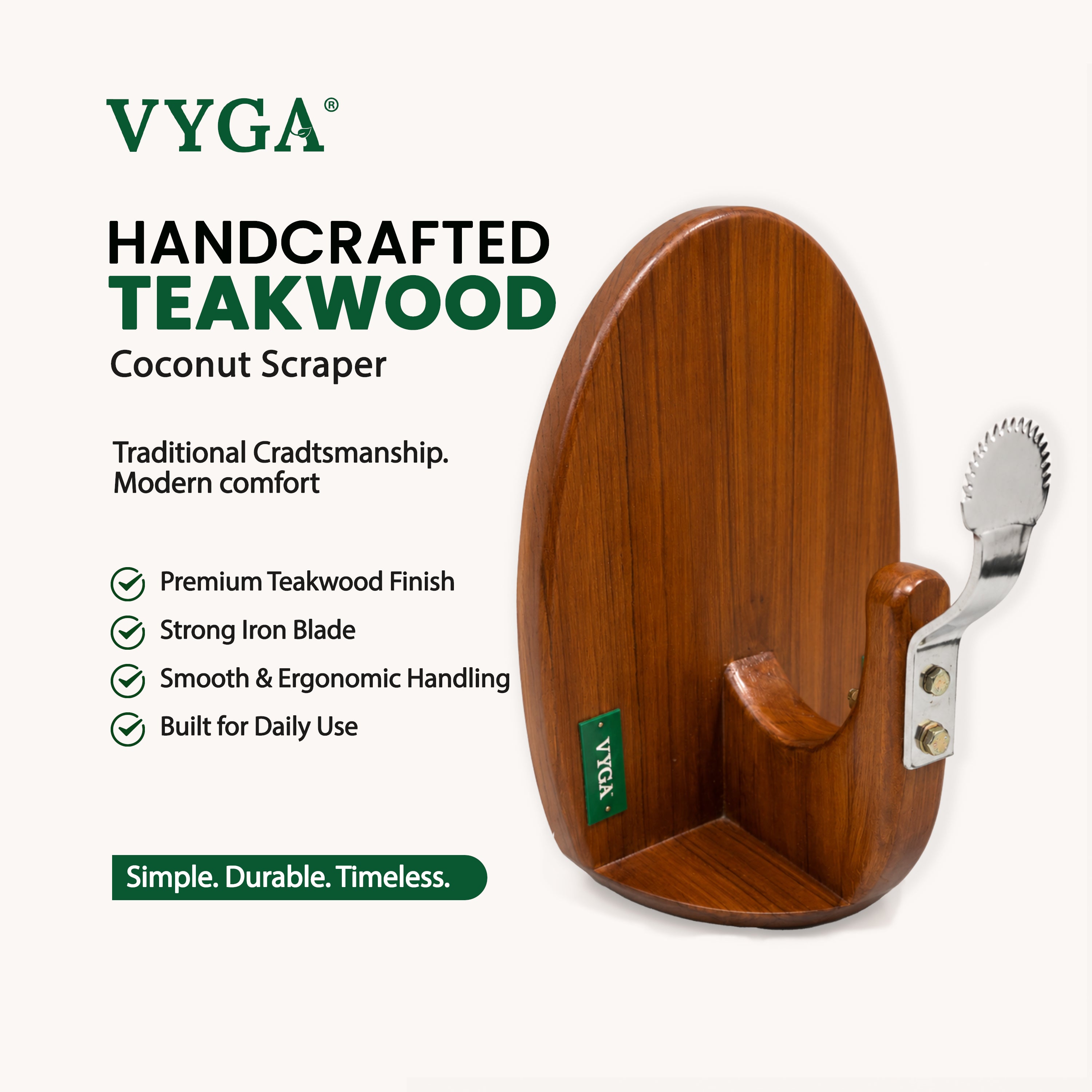 Curve Teakwood Coconut Scraper
